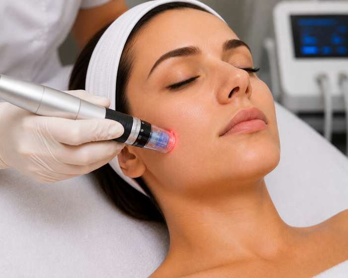 Practitioner performing RF Microneedling
